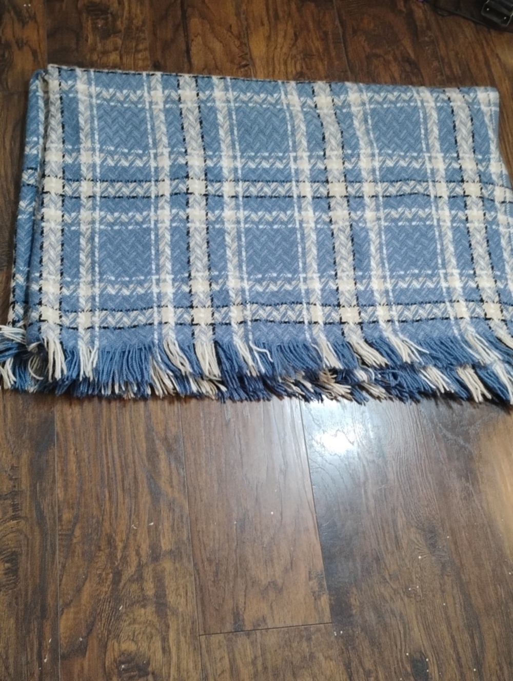 Pendleton Light Blue Plaid Fringe Throw Blanket